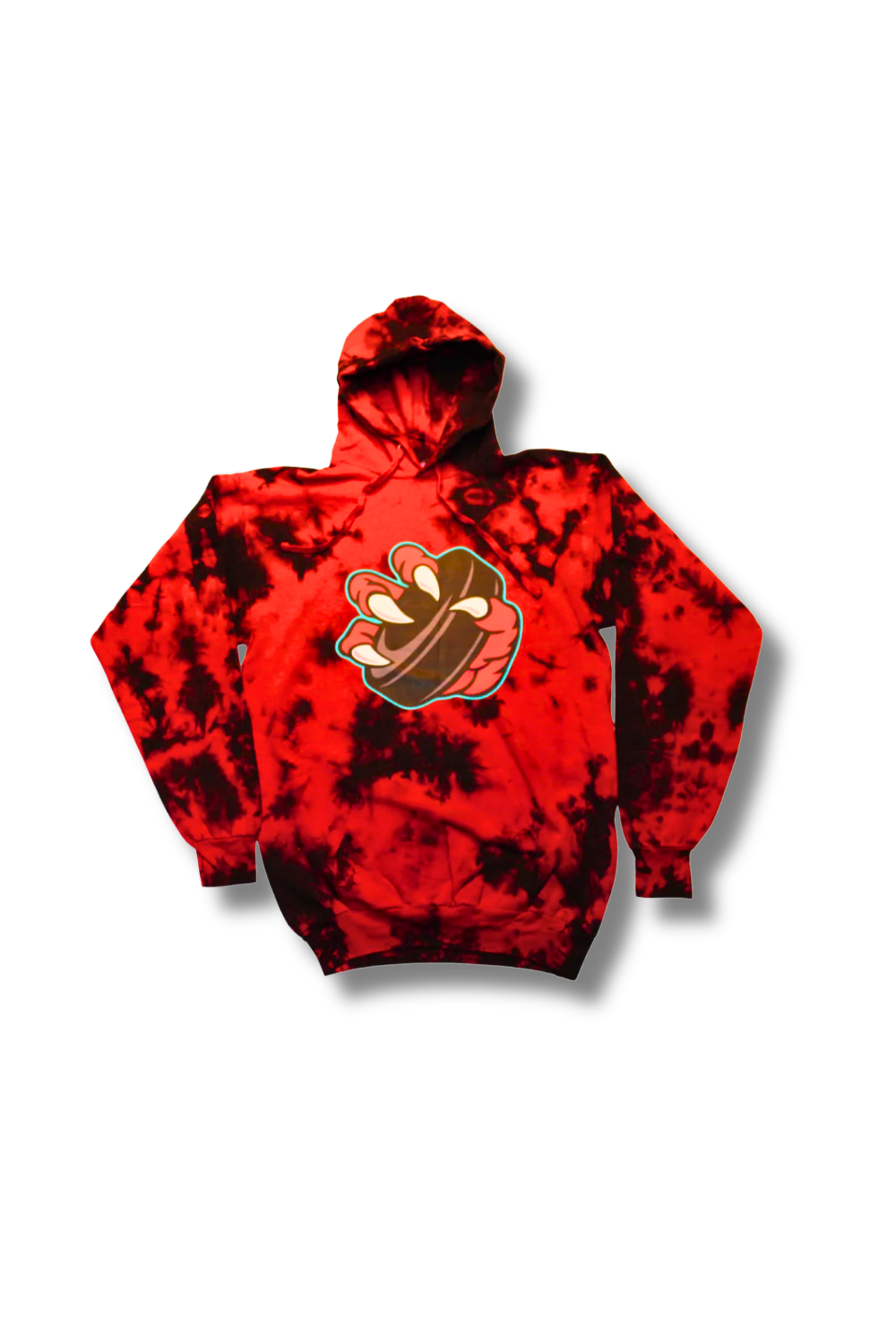 Red Tie-Dye Claw w Puck Hoodie SanMar