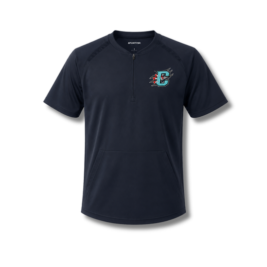 Black Primary Logo Short Sleeve Quarter Zip Jacket