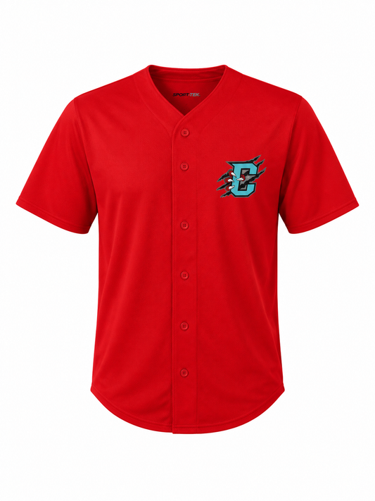 Primary Logo Red Mock Baseball Jersey