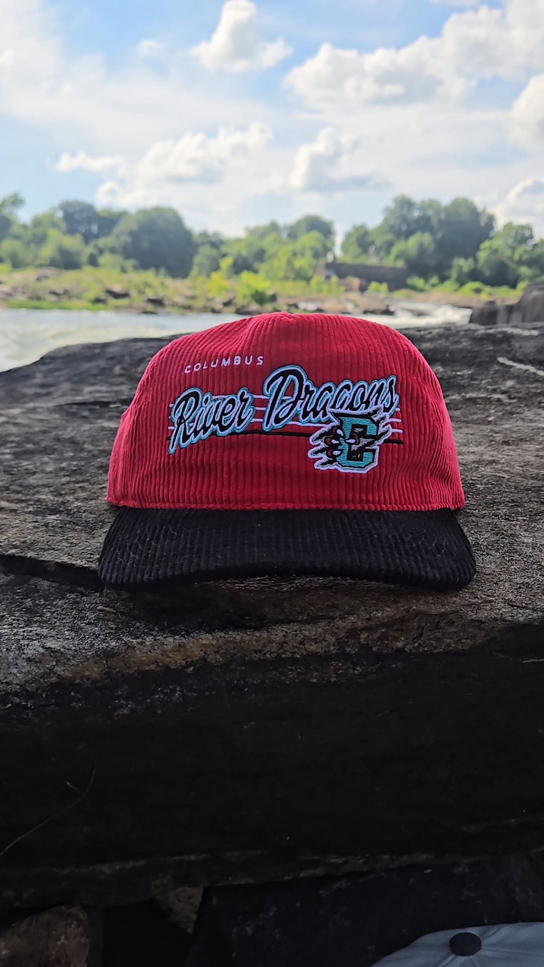 Columbus River Dragons Red/Black Corduroy Snapback