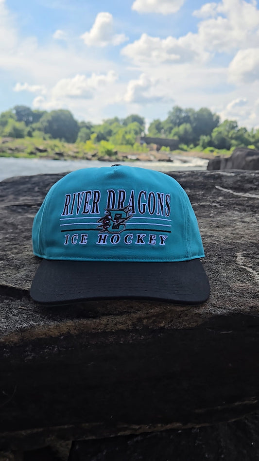 River Dragons Ice Hockey Teal/Black Standard Canvas Snapback