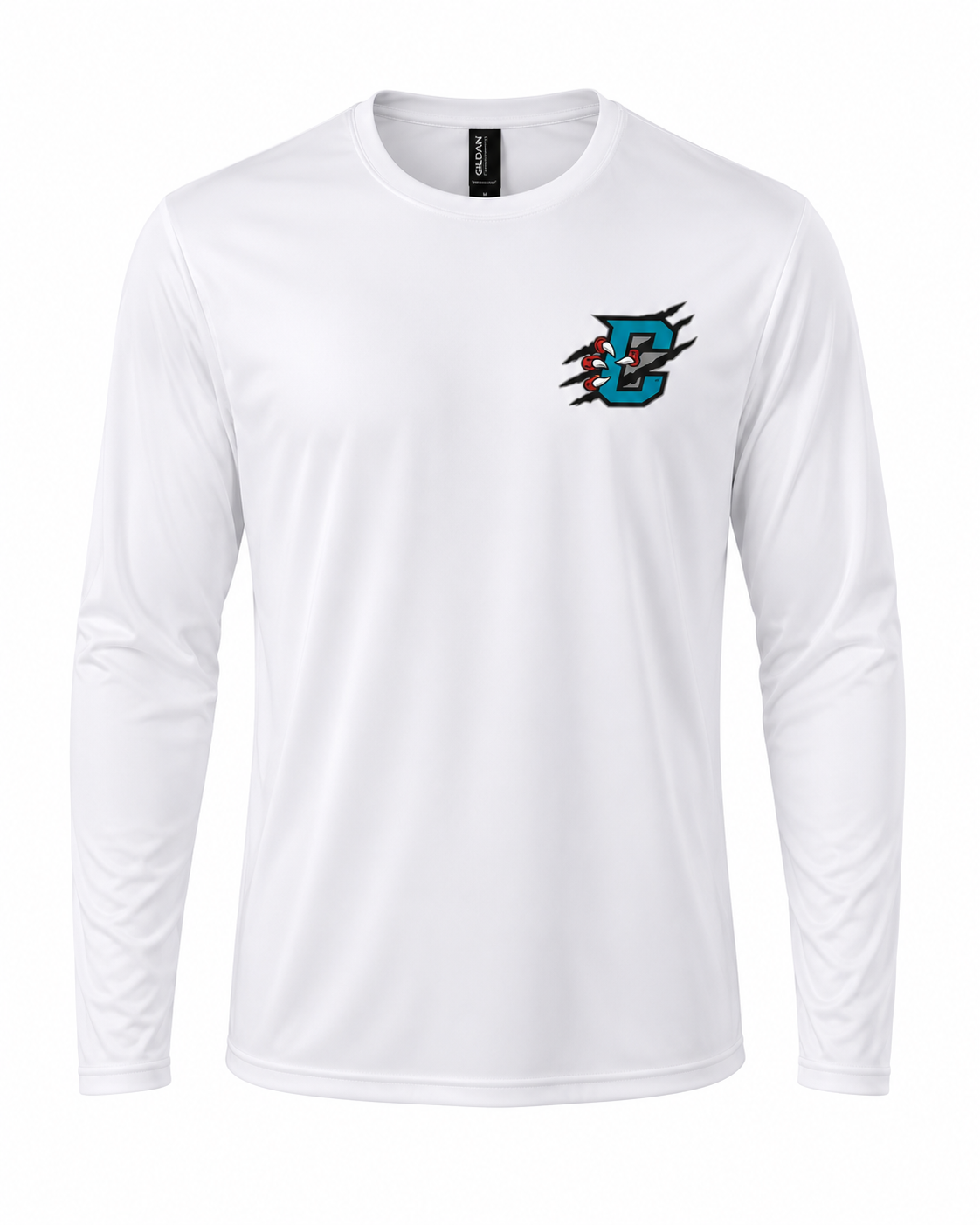 White Performance Long Sleeve Primary Logo