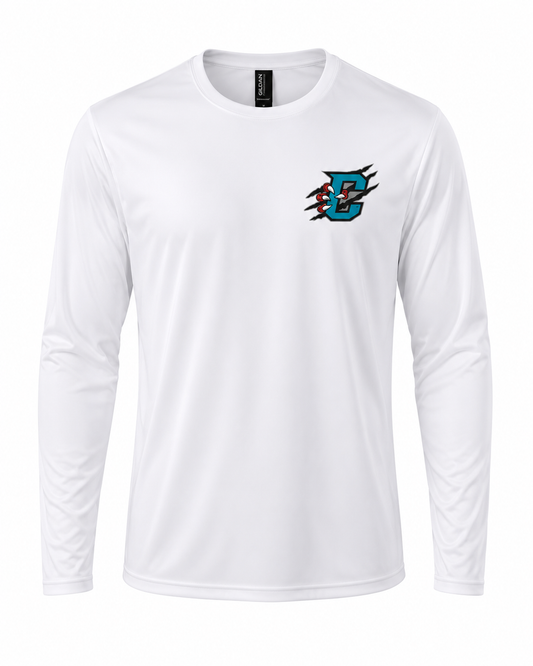 White Performance Long Sleeve Primary Logo
