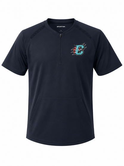 Black Primary Logo Short Sleeve Quarter Zip Jacket