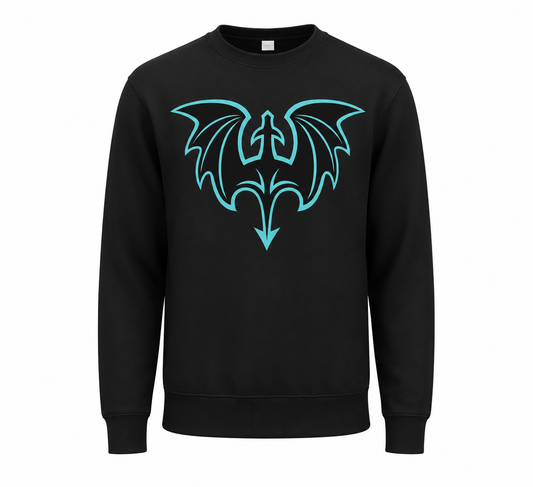 Black Icon Teal Dragon Crewneck