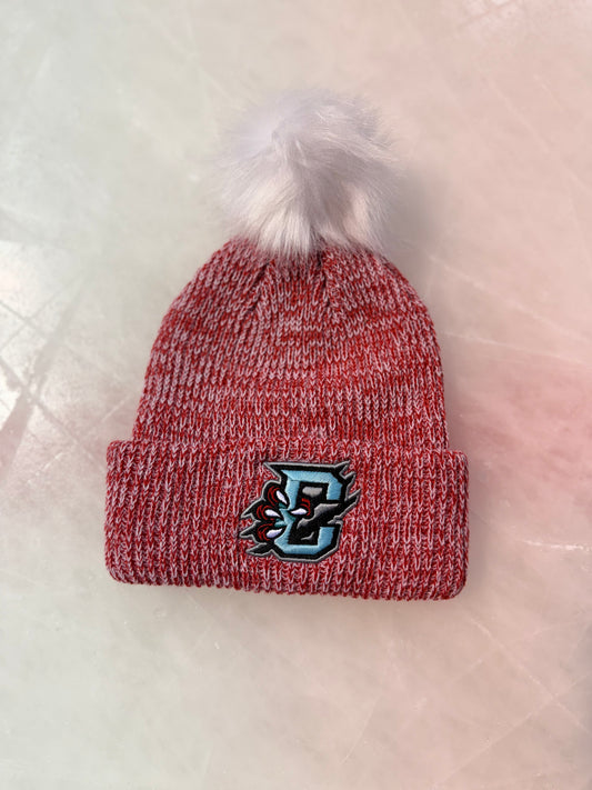 Primary Logo Red Beanie w Pom Pom