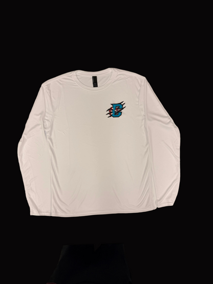 White Performance Long Sleeve Primary Logo