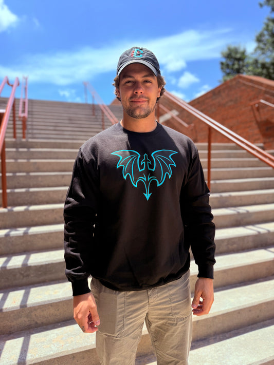 Black Icon Teal Dragon Crewneck