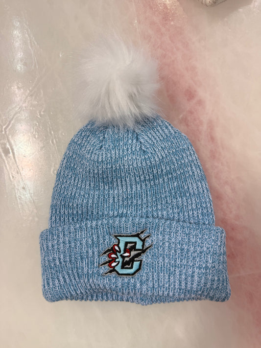 Primary Logo Blue Pom Pom Beanie