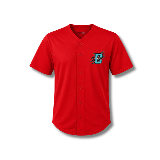 Primary Logo Red Mock Baseball Jersey
