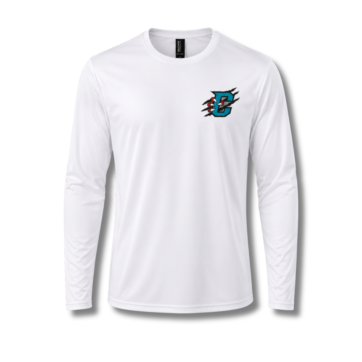 White Performance Long Sleeve Primary Logo