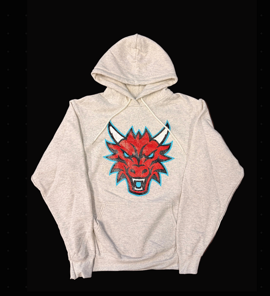 Red Dragon Head Grey Heather Hoodie