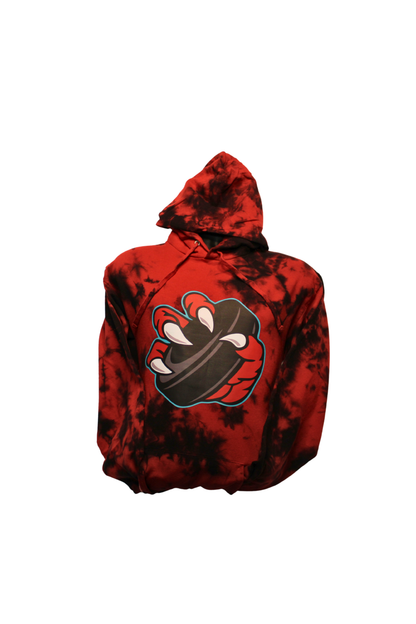 Red Tie-Dye Claw w Puck Hoodie SanMar